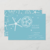 Witte & Teal Zeester Elegant Huwelijk RSVP Antwoor (Voorkant / Achterkant)