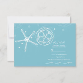 Witte & Teal Zeester Elegante Trouw RSVP Antwoord