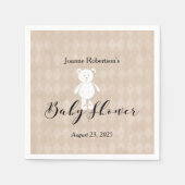 Witte teddybeer Baby shower modern | Tan Argyle Servet (Voorkant)