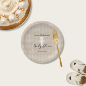 Witte teddybeer Baby shower | Tan Argyle Papieren Bordje