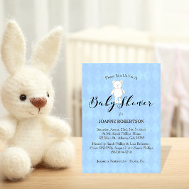 Witte teddybeer diamantblauw Baby shower Kaart