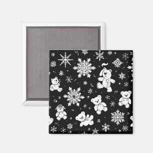 Witte teddybeer en sneeuwvlok patroon magneet