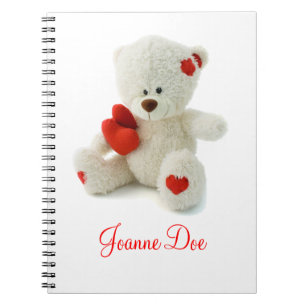 Witte teddybeer met een hart notitieboek