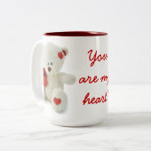 Witte teddybeer met een hart tweekleurige koffiemok (Voorkant links)