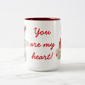 Witte teddybeer met een hart tweekleurige koffiemok (Center)