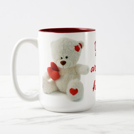 Witte teddybeer met een hart tweekleurige koffiemok (Links)