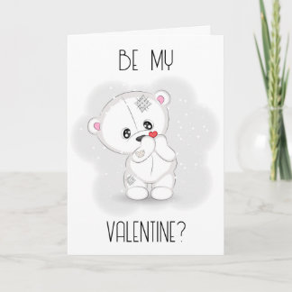 Witte teddybeer met hart Valentijnsdag Feestdagen Kaart