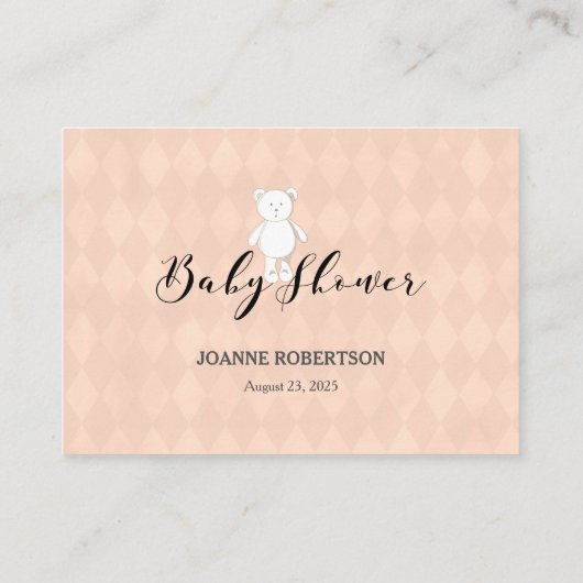 Witte teddybeer naam suggestie Baby shower spel Informatiekaartje (Achterkant)