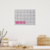 Witte tegels 80s 70s retro gebruikte look poster (Keuken)