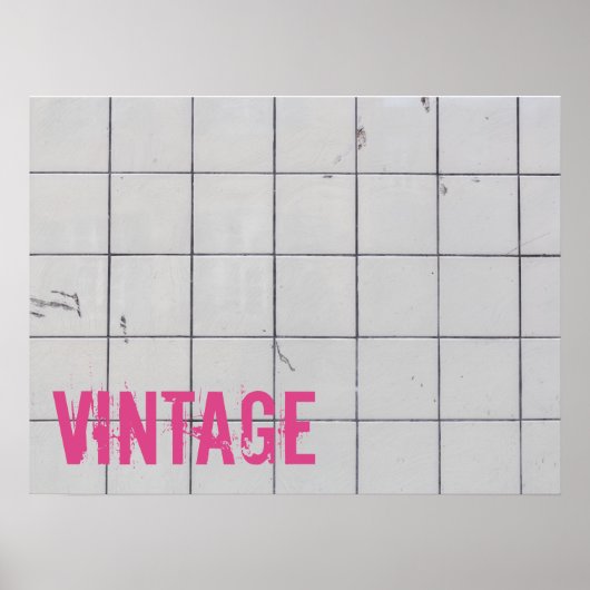 Witte tegels 80s 70s retro gebruikte look poster (Voorkant)