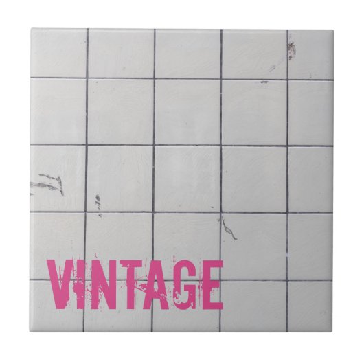 Witte  tegels 80s 70s retro gebruikte look tegeltje (Voorkant)