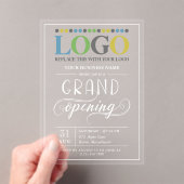 Witte tekst Brede Logo Business Grand Opening Acryl Uitnodigingen (Insitu (Draagbaar))