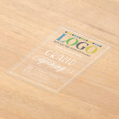 Witte tekst Brede Logo Business Grand Opening Acryl Uitnodigingen (Laagn)