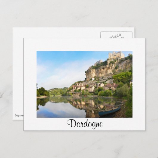Witte tekst briefkaart van Dordogne en Beynac-et-C (Voorkant / Achterkant)