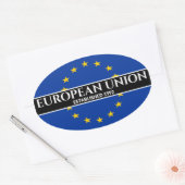 Witte tekst Europese Unie Vlag van 1992 Ovale Sticker (Envelop)