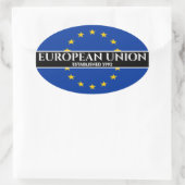 Witte tekst Europese Unie Vlag van 1992 Ovale Sticker (Tas)