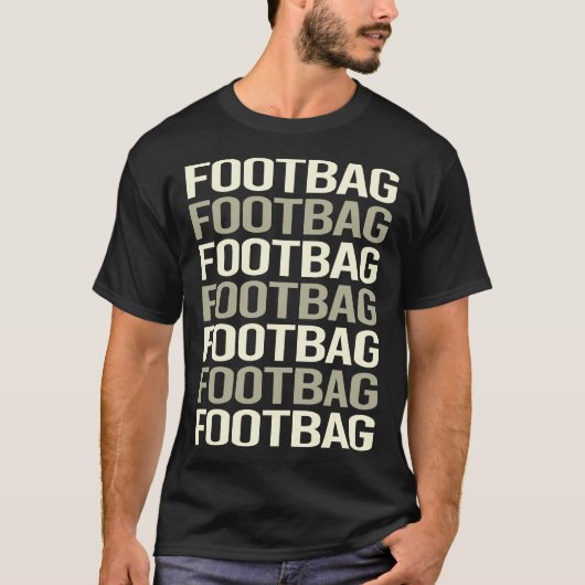 Witte Tekst Footbag Hacky Sack Sacker T-shirt (Voorkant)