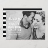 Witte tekst foto save the date aankondiging (Voorkant / Achterkant)