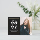 Witte tekst gouden lijst afstuderen aankondiging briefkaart (Staand voorkant)