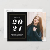 Witte tekst gouden lijst afstuderen aankondiging briefkaart (Voorkant / Achterkant)