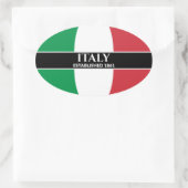 Witte tekst Italië heeft vlag 1861 ingesteld Ovale Sticker (Tas)