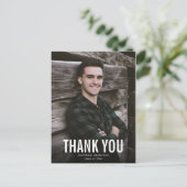 Witte tekst Mannelijk Dank u Afstuderen Briefkaart (Staand voorkant)