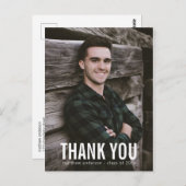 Witte tekst Mannelijk Dank u Afstuderen Briefkaart (Voorkant / Achterkant)
