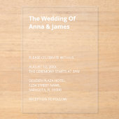 Witte tekst Moderne bruiloft acryl uitnodiging (Voorkant)