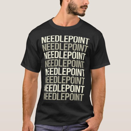 Witte tekst Needlepoint Canvas Werk T-shirt (Voorkant)