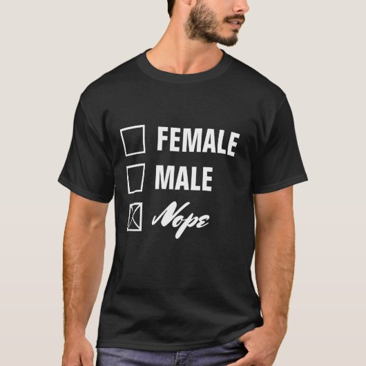 Witte tekst niet-binaire genderchecklist t-shirt (Voorkant)