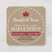 Witte tekst op "Kraft" Esdoorn siroop geplette ran Vierkante Visitekaartje (Voorkant)