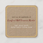 Witte tekst op "Kraft" Esdoorn siroop geplette ran Vierkante Visitekaartje (Achterkant)