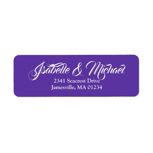 Witte tekst op Royal Paarse retouradreslabels Etiket (Voorkant)