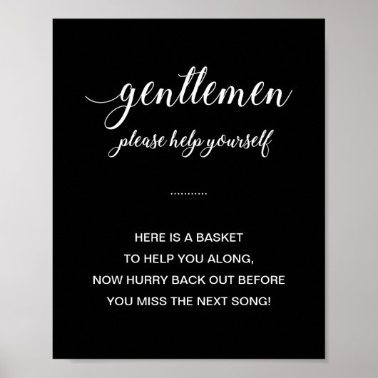 Witte tekst op zwarte Mannen Bathroom mandje Poster (Voorkant)