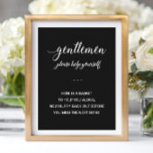 Witte tekst op zwarte Mannen Bathroom mandje Poster