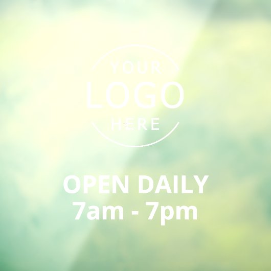 Witte tekst Open Dagelijks Uw Eigen Logo Winkel Bo Raamsticker (Vel 3)