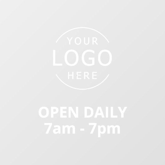 Witte tekst Open Dagelijks Uw Eigen Logo Winkel Bo Raamsticker (Vel)