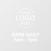 Witte tekst Open Dagelijks Uw Eigen Logo Winkel Ui Raamsticker (Vel)