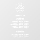 Witte tekst Open Dagelijkse Winkeluren Uw Logo Raamsticker (Vel)