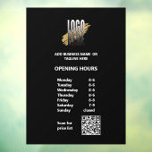 Witte Tekst Openingstijden met QR Code en Logo Raamsticker (Vel 3)