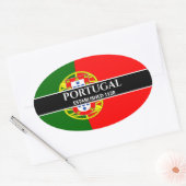 Witte tekst Portugal ingesteld op 1128 vlag Ovale Sticker (Envelop)