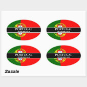 Witte tekst Portugal ingesteld op 1128 vlag Ovale Sticker (Vel)