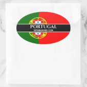Witte tekst Portugal ingesteld op 1128 vlag Ovale Sticker (Tas)