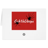 Witte tekst, spin & web, Red Halloween Kaart (Achterkant Horizontaal)