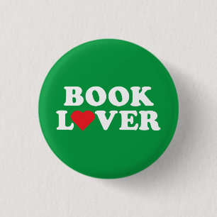 Witte tekst van boek met rood hartpictogram ronde button 3,2 cm