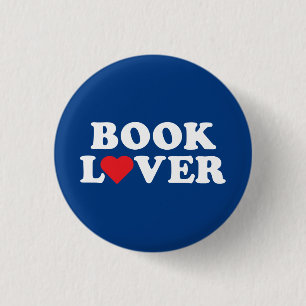 Witte tekst van boek met rood hartpictogram ronde button 3,2 cm