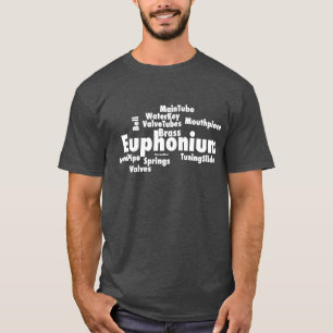 Witte tekst voor eufonium Word Cloud T-shirt