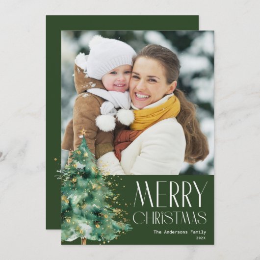 Witte tekst Vrolijk kerstkaart (Voorkant / Achterkant)