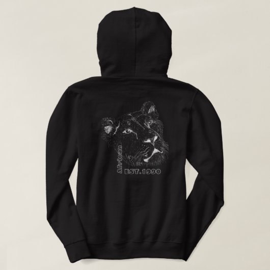 Witte tekst Wilde dieren leeuw mannen mode zwart Hoodie (Design achterkant)