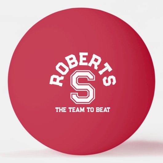 Witte tekstsport aangepaste monogram naam en team pingpongbal (Voorkant)